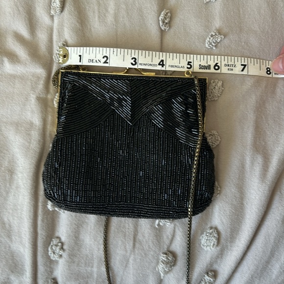 Vintage Black Beaded Evening Bag Purse - Picture 9 of 11
